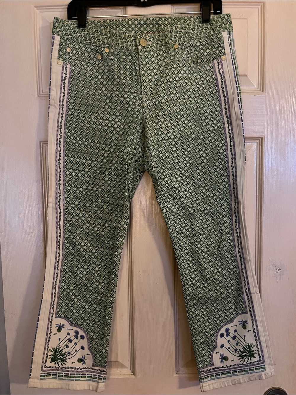 Original Tory Burch cotton Floral & patterned soft jeans w/gold Tory signics